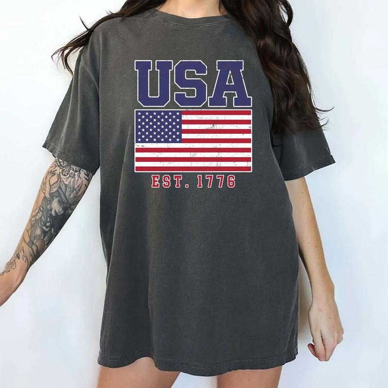 USA Est 1776 Retro Shirt, USA Flag Vintage Unhinged Shirt, 4th Of July Graphic Printed Tee, Independence Day T-shirt,...