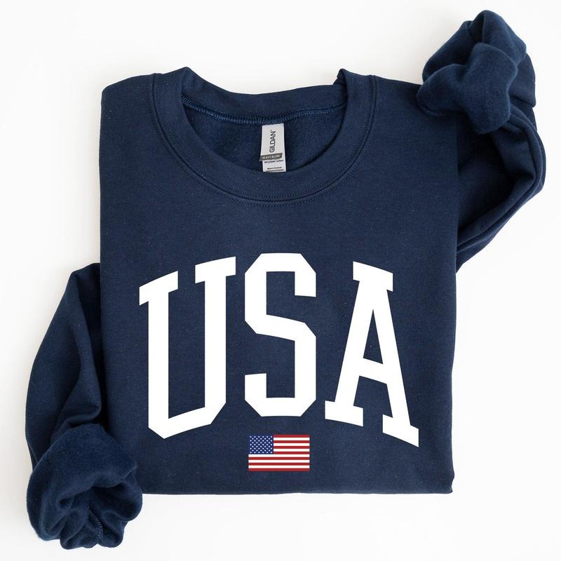 USA Flag, America, Patriotic, 4th of July Sweatshirt, Women's Crew Neck, Crewneck T-Shirts, Hoodie | HypeCrazeTee.com