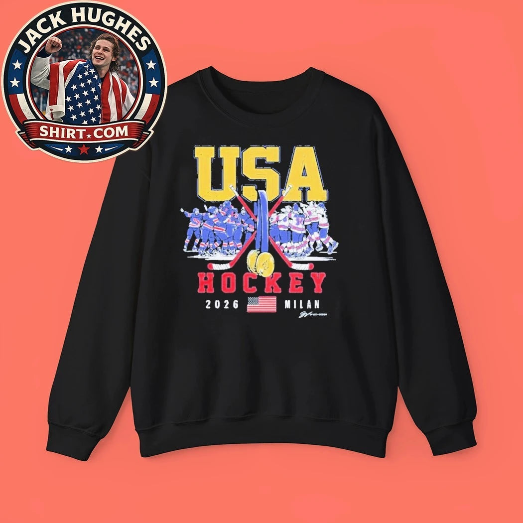 USA Hockey 2026 Milan Hockey Flag T-Shirt