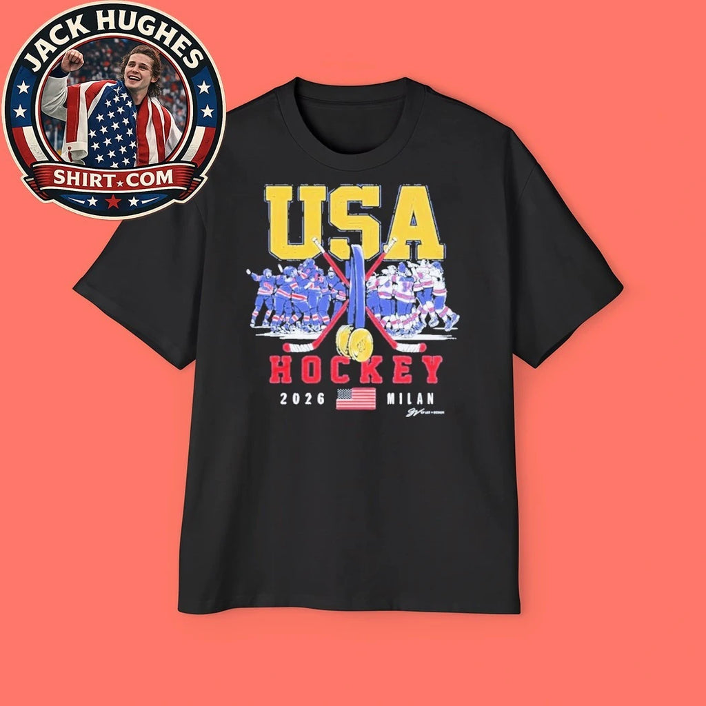 USA Hockey 2026 Milan Hockey Flag T-Shirt