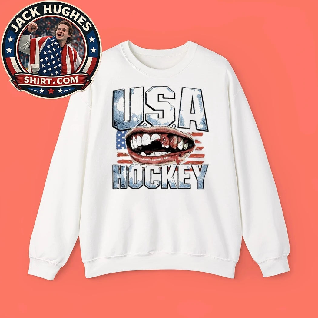 USA Hockey Bloody Teeth Flag Graphic T-Shirt