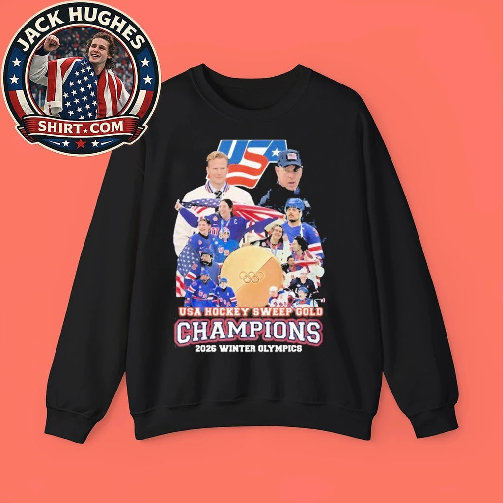 USA Hockey Sweep Gold Champions 2026 Winter Olympics Logo T-Shirt
