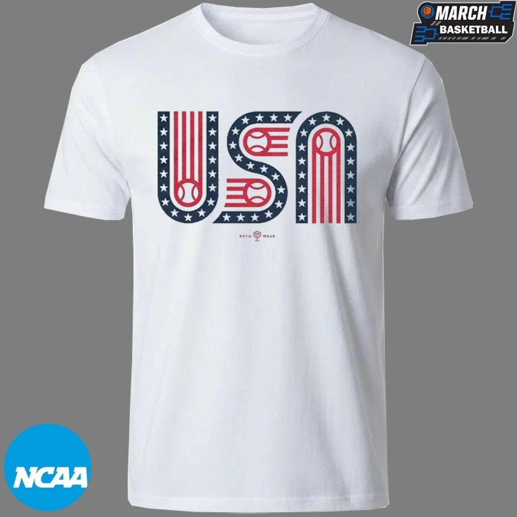 USA Stars Stripes And Baseball T-Shirts