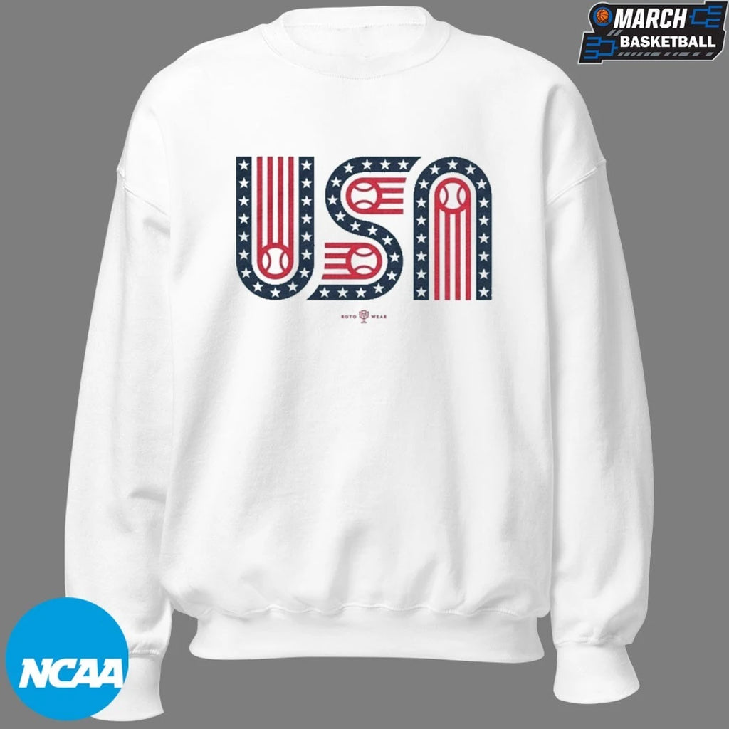 USA Stars Stripes And Baseball T-Shirts