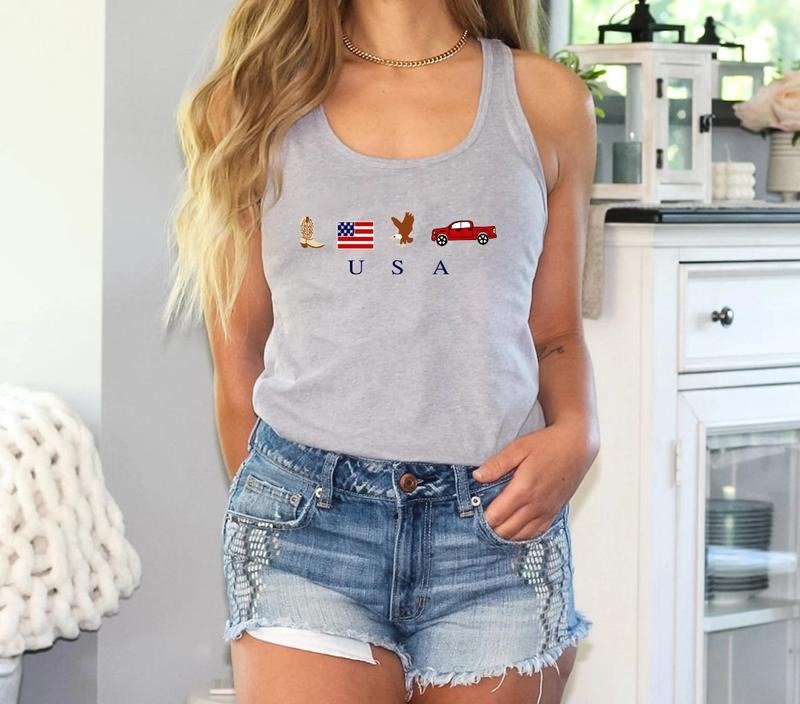 USA Symbols Tank Top, American Flag Tank Top, USA Icons Tank Top, Fourth Of July Tank Top, Patriotic Shirt Hoodie, Sweatshirt