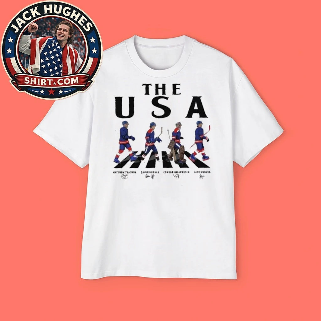 USA Walking Road Signatures Ice Hockey 2026 Tee Shirt