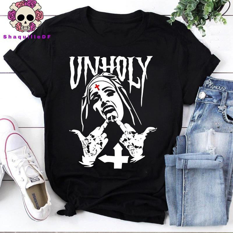 Unholy T Shirt, Funny T-shirt, Vintage Graphic Tee Hoodie, Sweatshirt | HypeCrazeTee.com