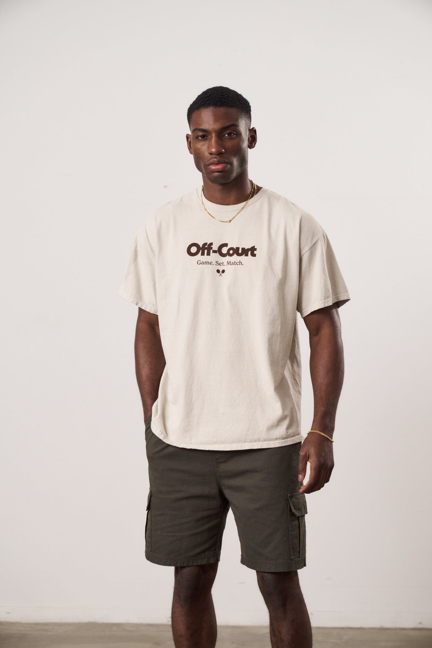 Vice 84 'Off-Court GSM' Vintage Washed Tee Twinpack - Brown/Cream