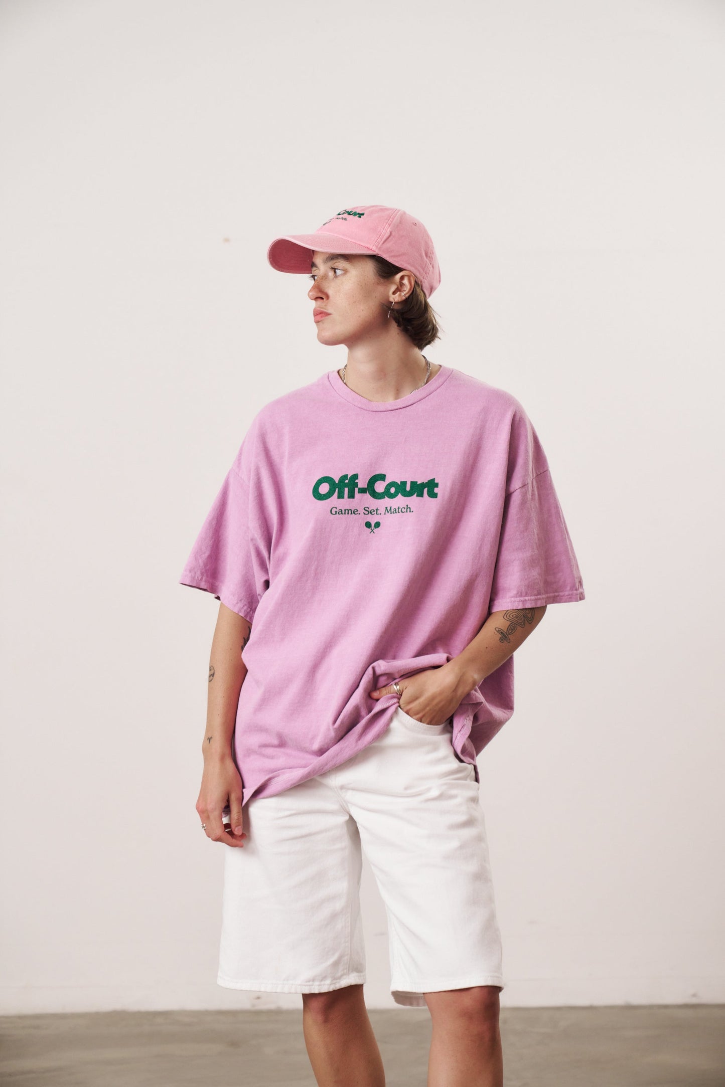 Vice 84 'Off-Court GSM' Vintage Washed Tee & Cap Bundle - Pink