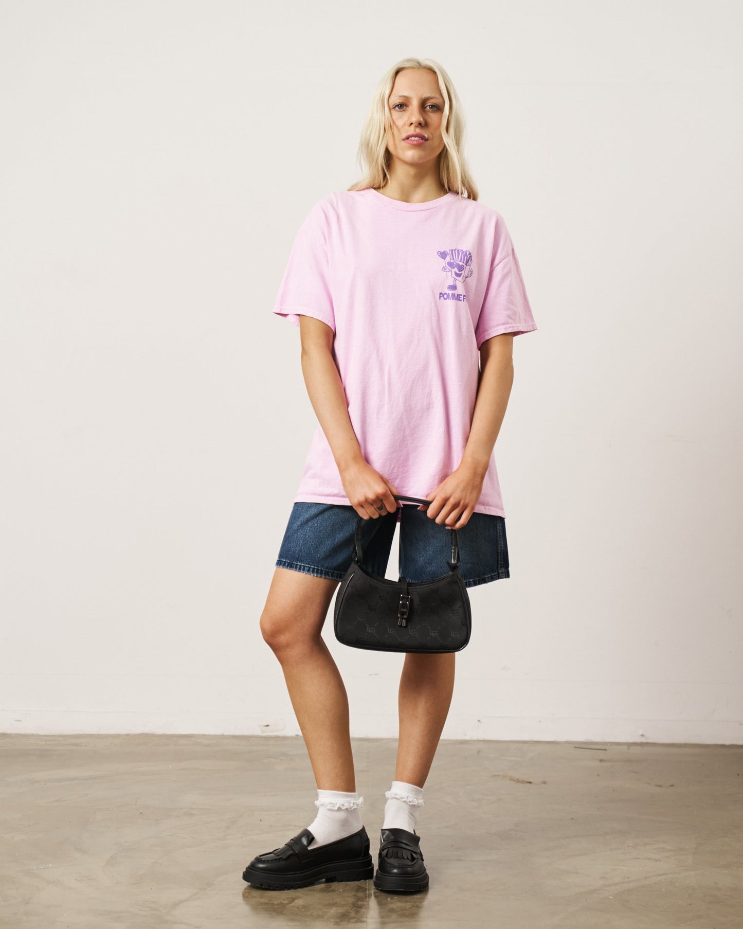 Pomme Frite 'Fries For You' Vintage Washed Tee - Pink