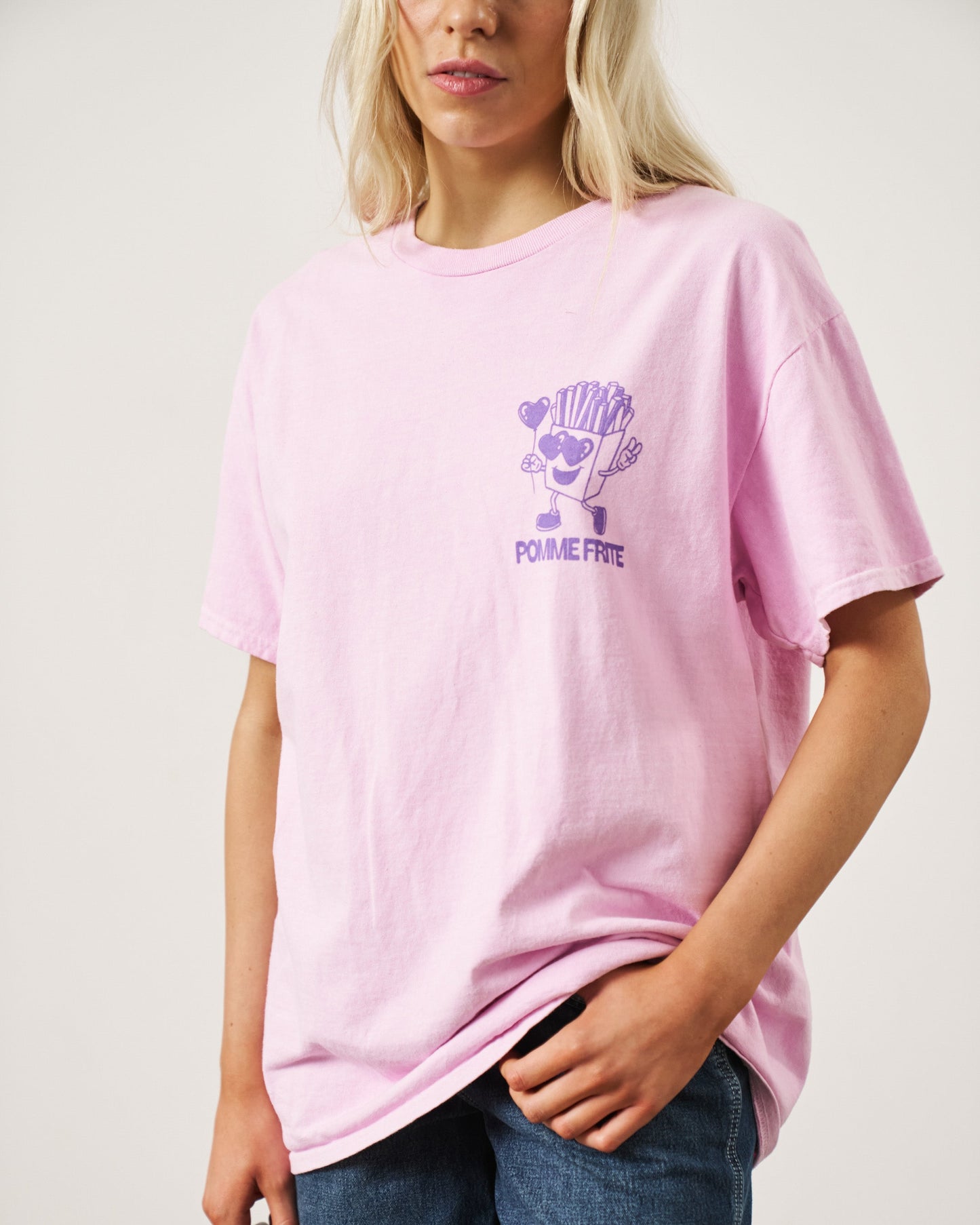 Pomme Frite 'Fries For You' Vintage Washed Tee - Pink
