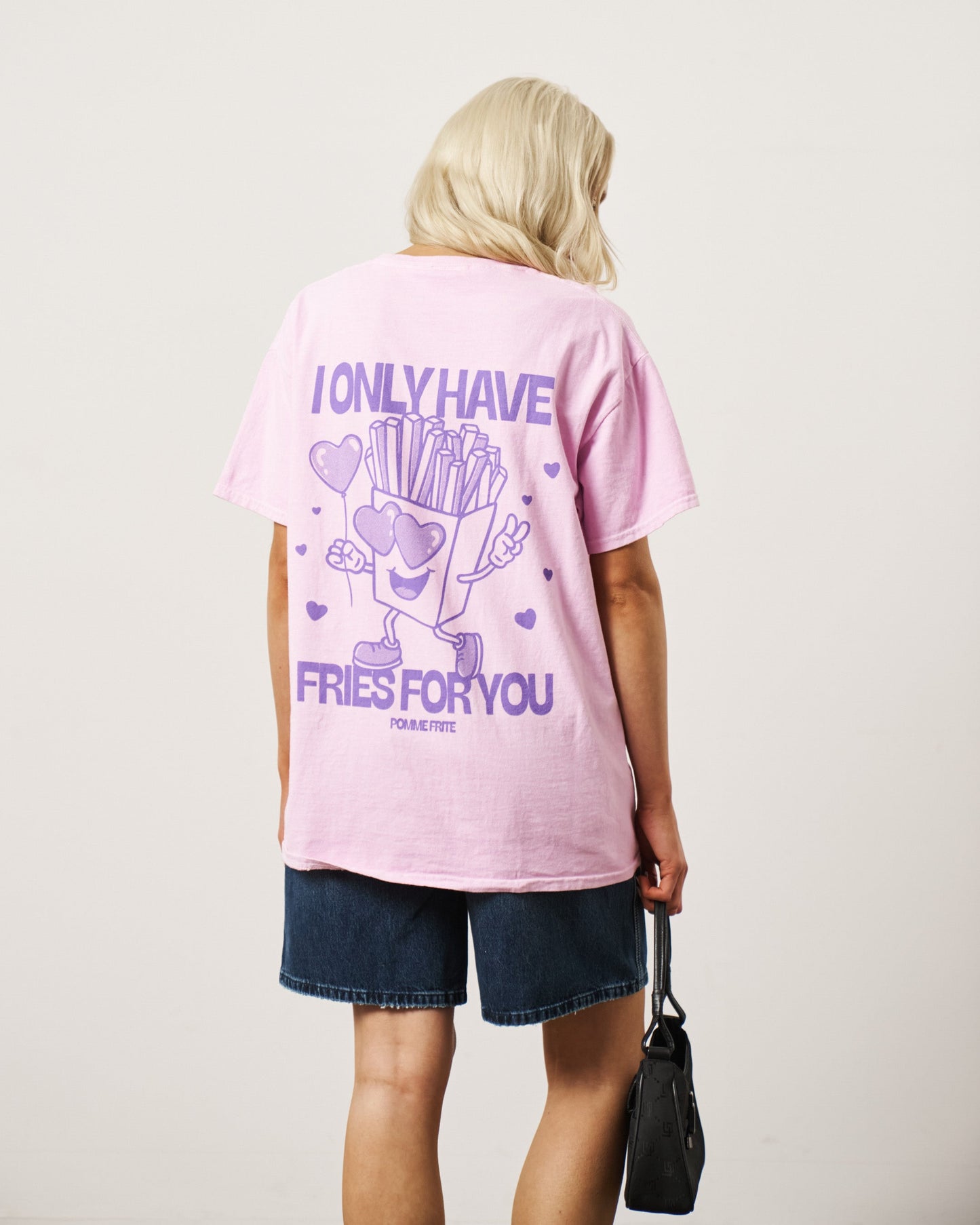 Pomme Frite 'Fries For You' Vintage Washed Tee - Pink