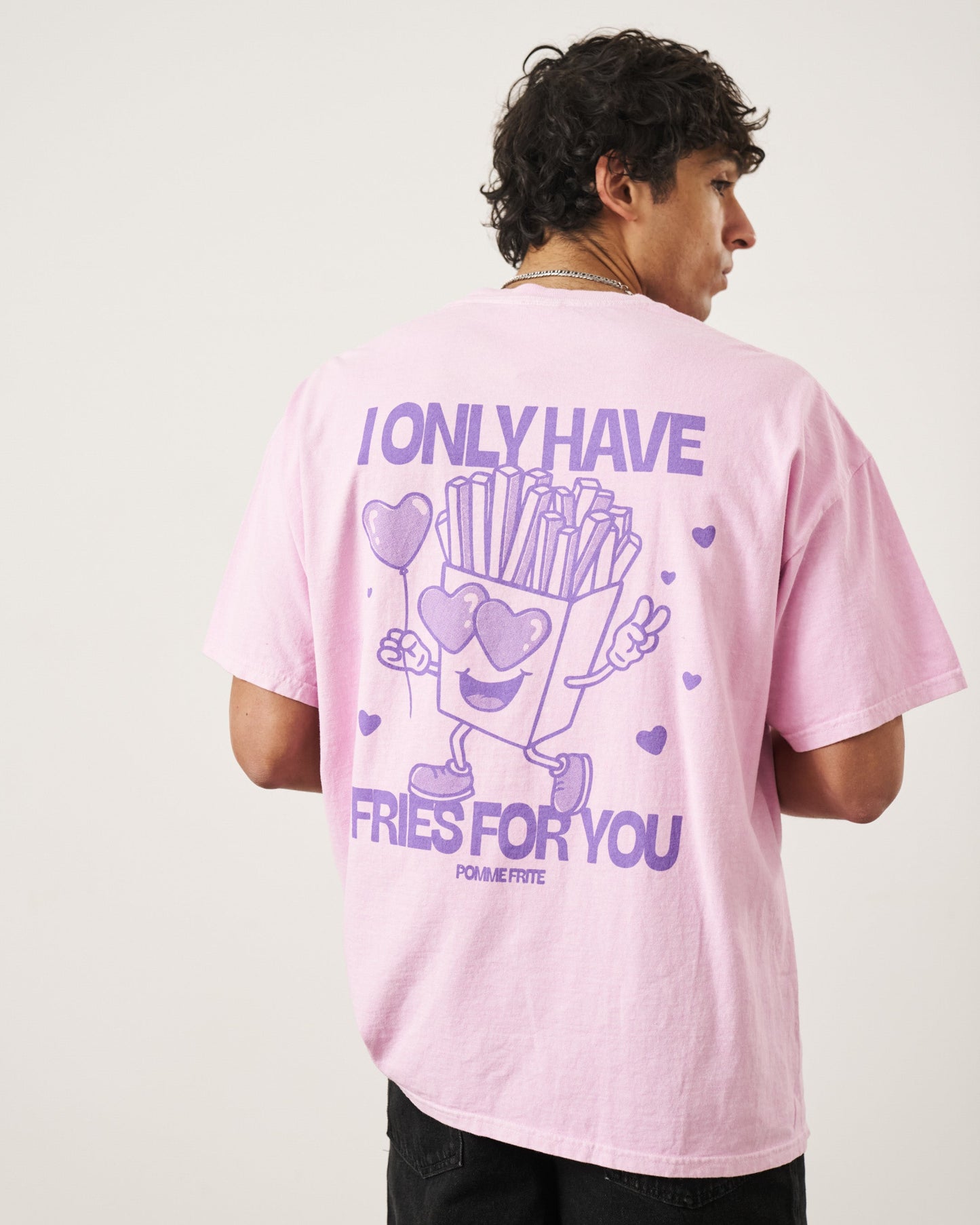 Pomme Frite 'Fries For You' Vintage Washed Tee - Pink