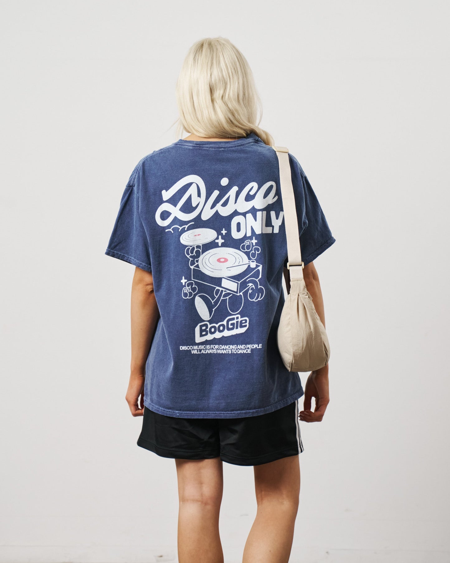 DISCO ONLY 'Time To Boogie' Vintage Washed Tee - Navy