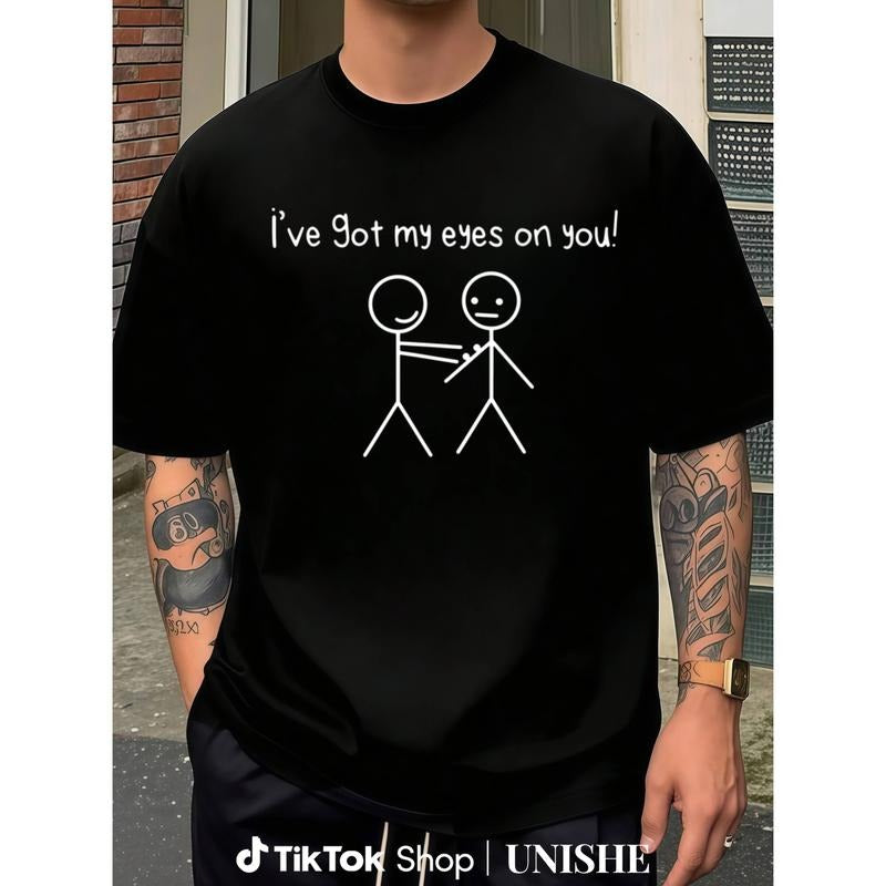 Unique Humor T-Shirt with 'I've Got My Eyes On You' and Stick Figure Art Hoodie, Sweatshirt | HypeCrazeTee.com