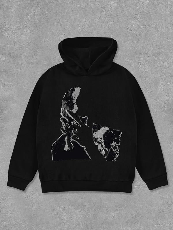 Unisex Abstract Print Hoodie, Casual Comfortable Regular Fit Hooded Sweatshirt For Daily Wear, Y2K Style Hoodies For Men...