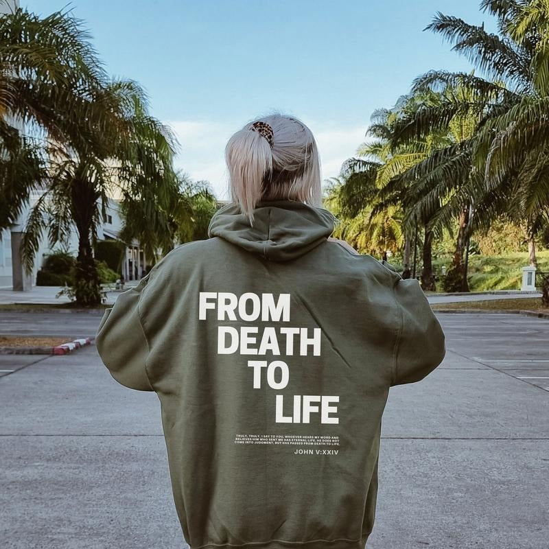 Unisex Christian Hoodie, John 5:24 Bible Verse Hoodie, Christian Merch, Christian Streetwear, Jesus Hoodie Apparel, Faith...