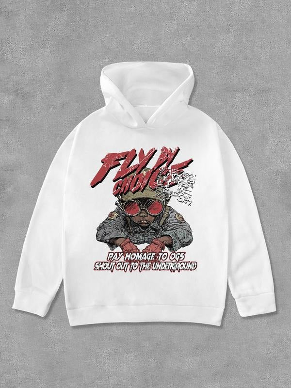 Unisex Letter & Cartoon Print Hoodie, Casual Comfy Regular Fit Long Sleeve Hooded Sweatshirt for Daily Wear, Unisex Top...