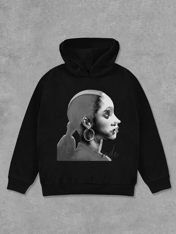 Unisex Letter & Figure Print Hoodie, Casual Comfy Regular Fit Long Sleeve Hooded Sweatshirt for Daily Wear, Unisex Top...