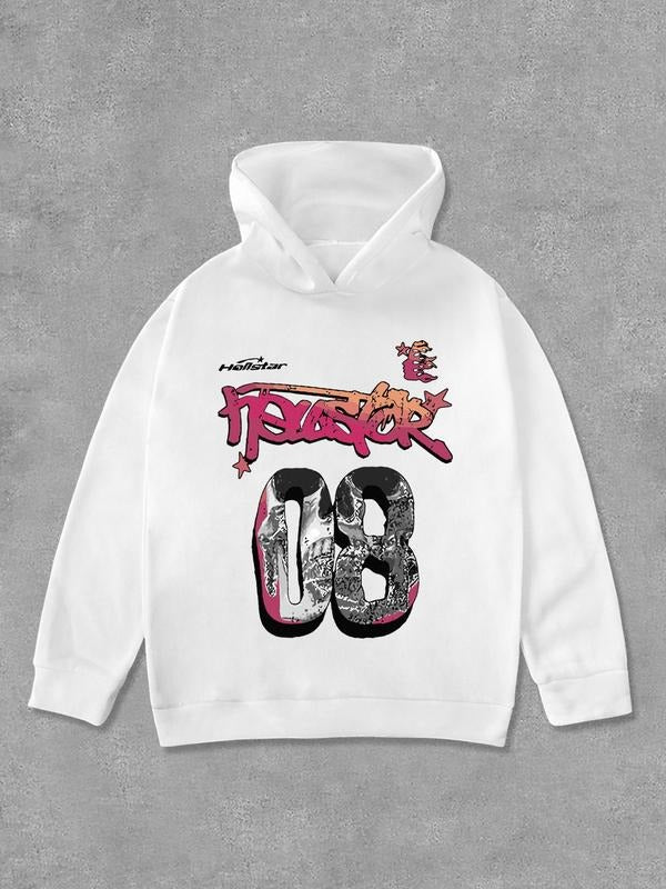 Unisex Letter & Figure Print Hoodie, Casual Comfy Regular Fit Long Sleeve Hooded Sweatshirt for Daily Wear, Women's Top...