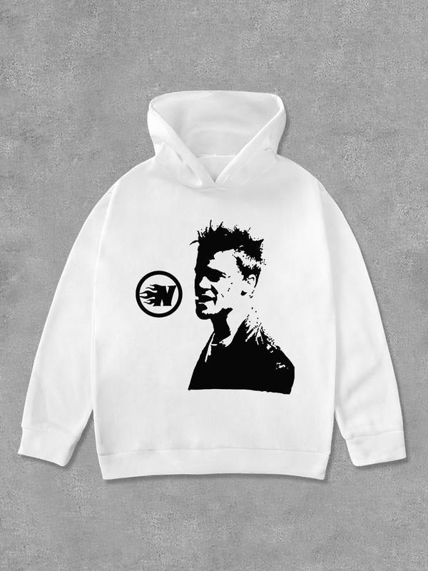 Unisex Letter & Floral Print Hoodie, 2024 New Style Casual Comfortable Long Sleeve Hooded Sweatshirt for Daily Wear,...
