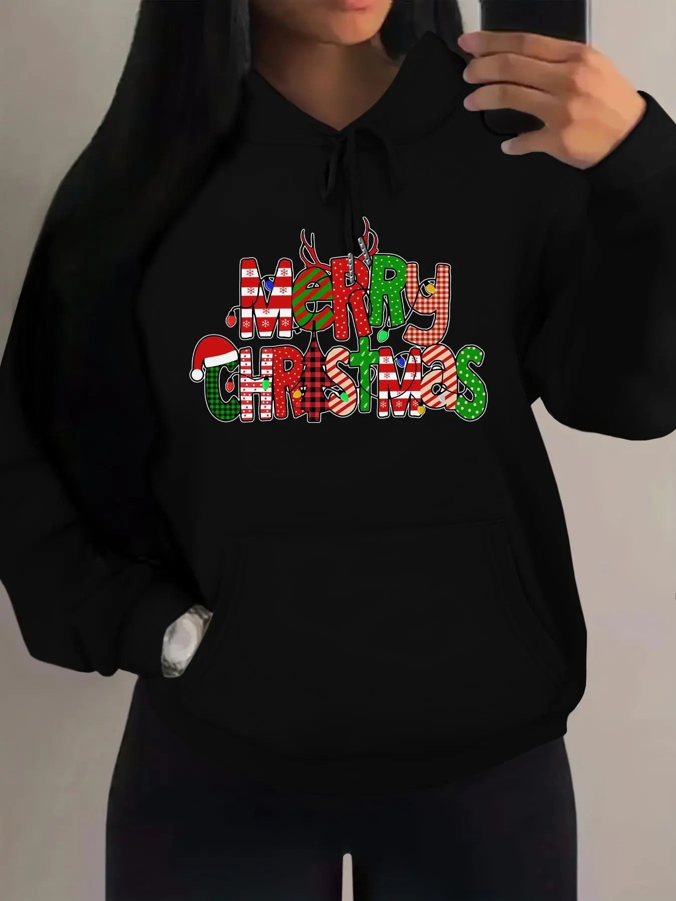 Unisex Letter Print Drawstring Pocket Hoodie, Casual Comfy Pullover Hooded Sweatshirt for Daily Wear, Women's Clothes for...