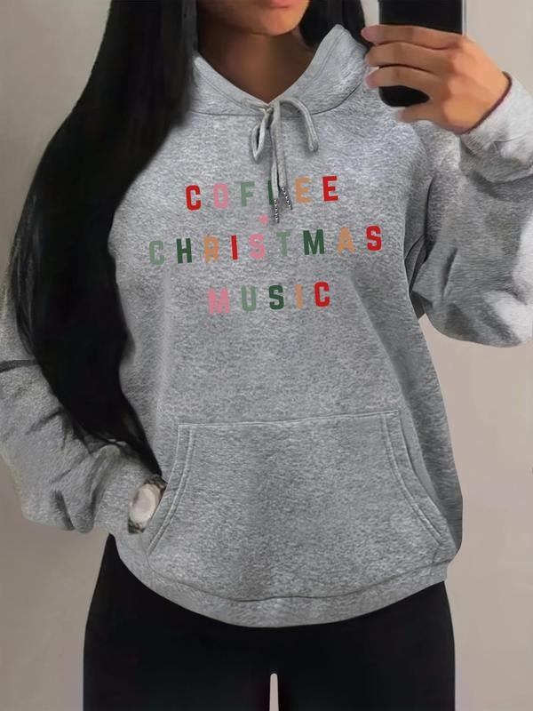 Unisex Letter Print Drawstring Pocket Hoodie, Casual Long Sleeve Hooded Sweatshirt for Fall & Winter, Men's Top for Daily...