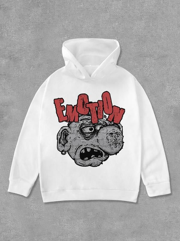 Unisex Letter Print Hoodie, Casual Comfortable Regular Fit Graphic Hooded Sweatshirt for Daily Wear, Y2K Style Emotion...