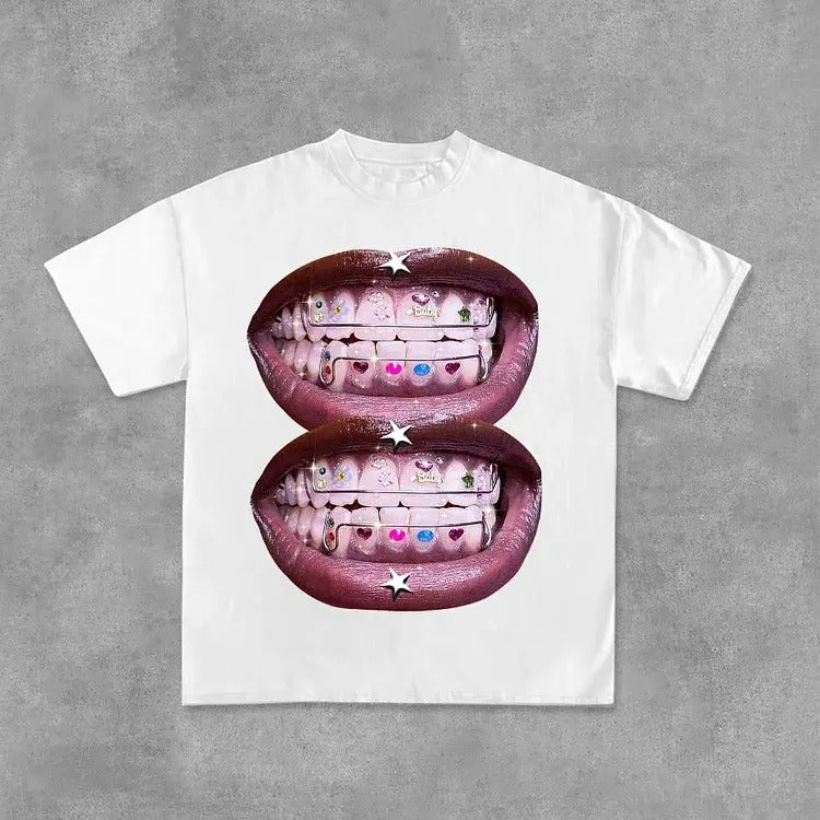 Unisex Lip Graphic Print Street Cotton T-Shirtstyle{n002}2 T-Shirts, Hoodie, Sweatshirt | HypeCrazeTee.com