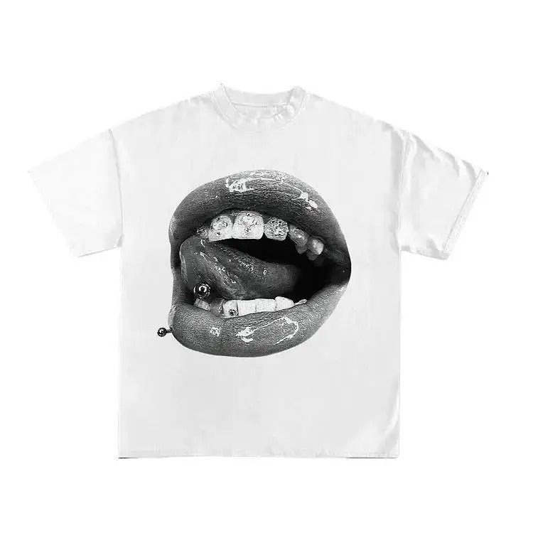 Unisex Lip Graphic Print Vintage Cotton T-Shirt Hoodie, Sweatshirt | HypeCrazeTee.com