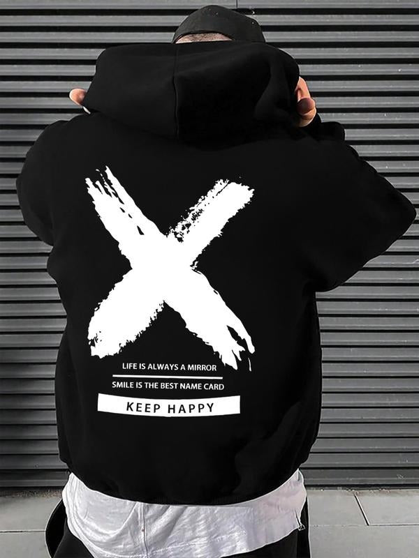 Unisex Men's Regular Fit Letter Graphic Drop Shoulder Hoodie, Fashion Casual Drawstring Pocket Hooded Sweatshirt for...