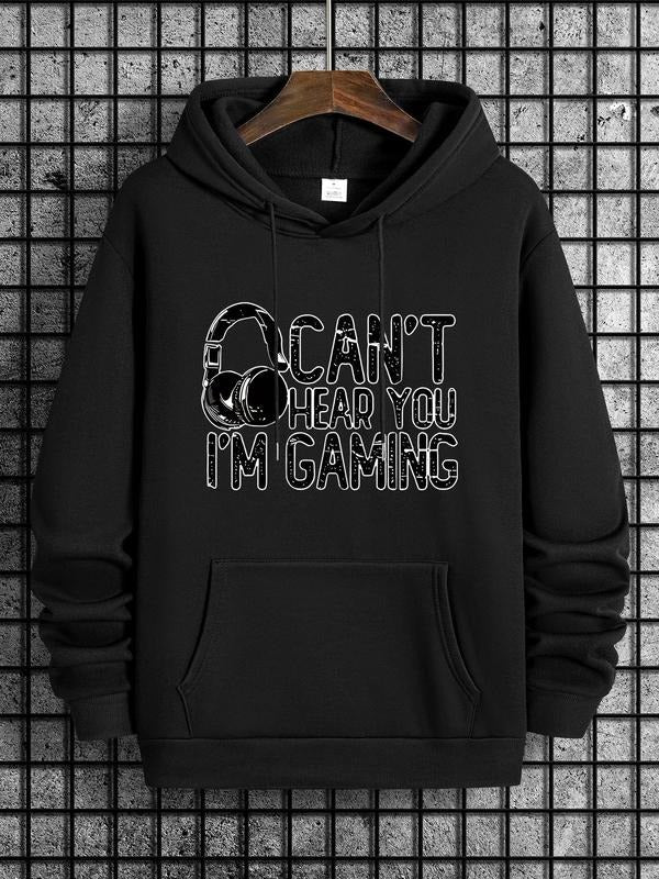 Unisex Men's Regular Fit Letter Print Drawstring Essentials Hoodie, Casual Pocket Hooded Sweatshirt for Spring & Fall,...