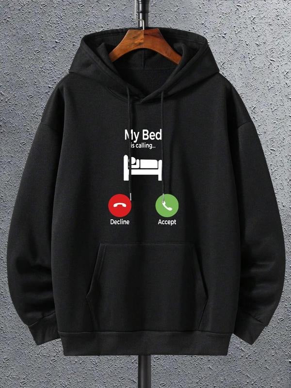 Unisex Men's Slogan Graphic Drawstring Essentials Hoodie, Black Long Sleeve Hoodies for Men, Kangaroo Pocket Drawstring...