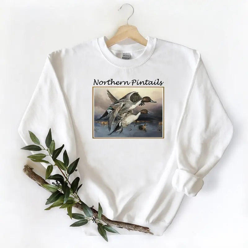 Unisex Northern Pintails Vintage Duck T-Shirts Graphic Tee Retro Sweatshirt Pullover, Hunting Season Cotton Hoodie