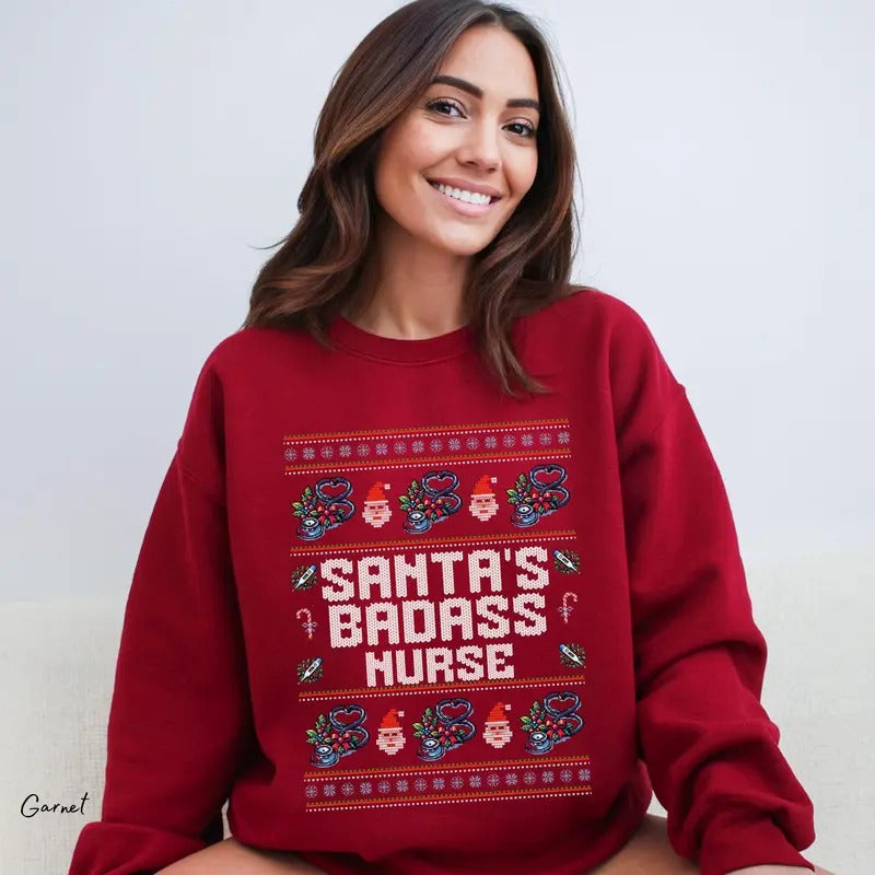 Unisex Nurses Christmas Sweatshirt - Hospital Team Matching Sweater - Fabric, Pullover T-Shirts, Hoodie | HypeCrazeTee.com