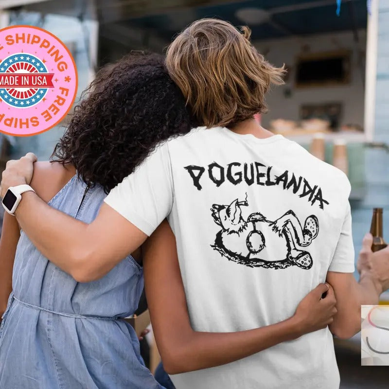 Unisex Outer Banks Poguelandia Flag Shirt - Chicken In Crocs & Joint Design - Pogue Life Shirts - Outerbanks T-Shirt