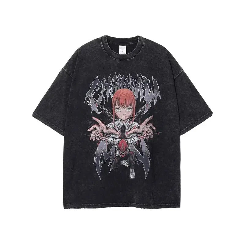 Unisex Washed T-Shirt Harajuku Streetwear Anime Tee Casual Cotton Hoodie, Sweatshirt | HypeCrazeTee.com