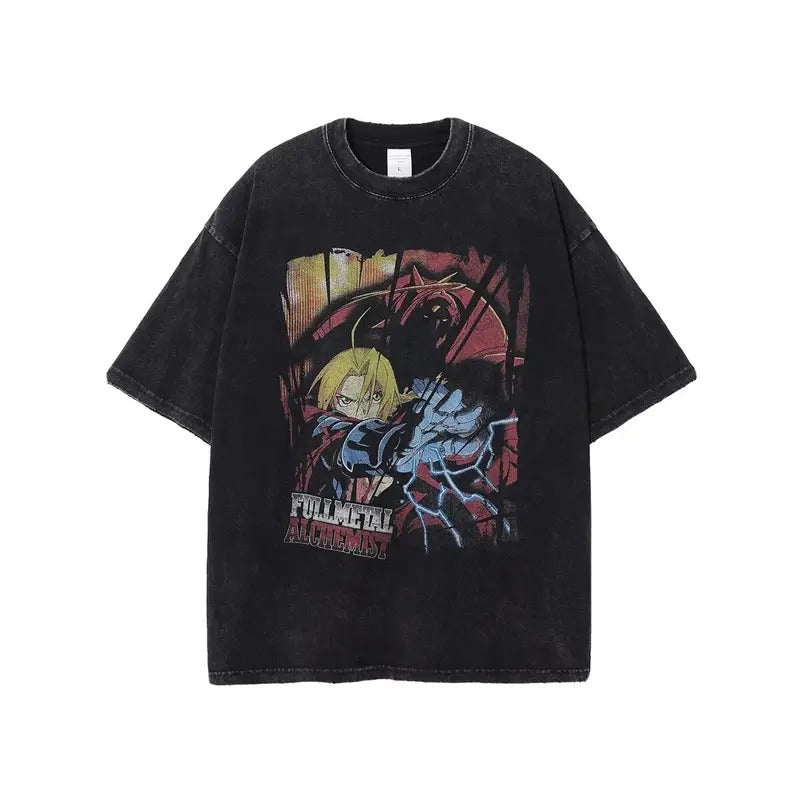 Unisex Washed T-Shirt Streetwear Anime Harajuku Full Metal Alchemist Hoodie, Sweatshirt | HypeCrazeTee.com
