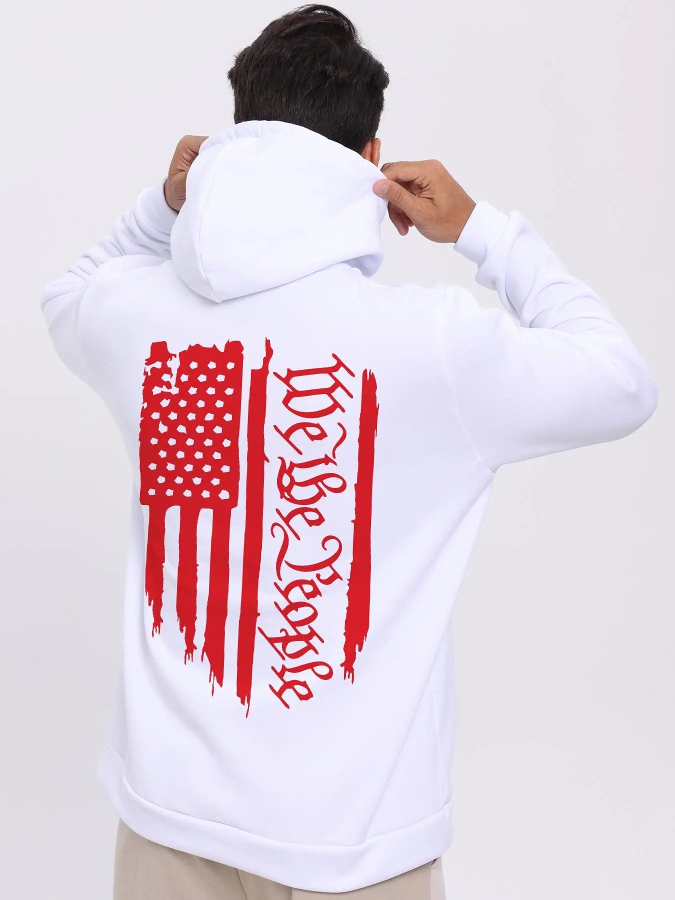 Unisex's American Flag Print Pocket Hoodie, Casual Regular Fit Long Sleeve Hooded Sweatshirt for Fall & Winter, Men's Top...