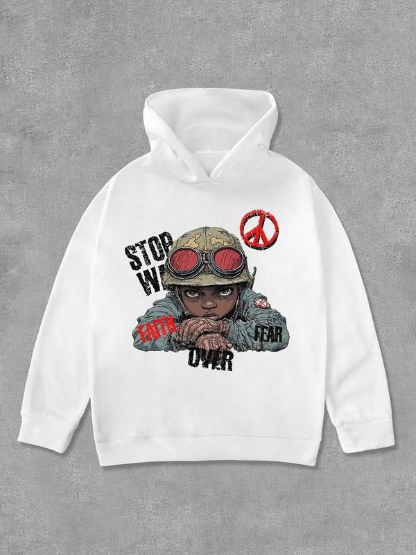 Unisex's Letter & Figure Print Hoodie, Casual Comfy Regular Fit Long Sleeve Hooded Sweatshirt for Daily Wear, Unisex's...
