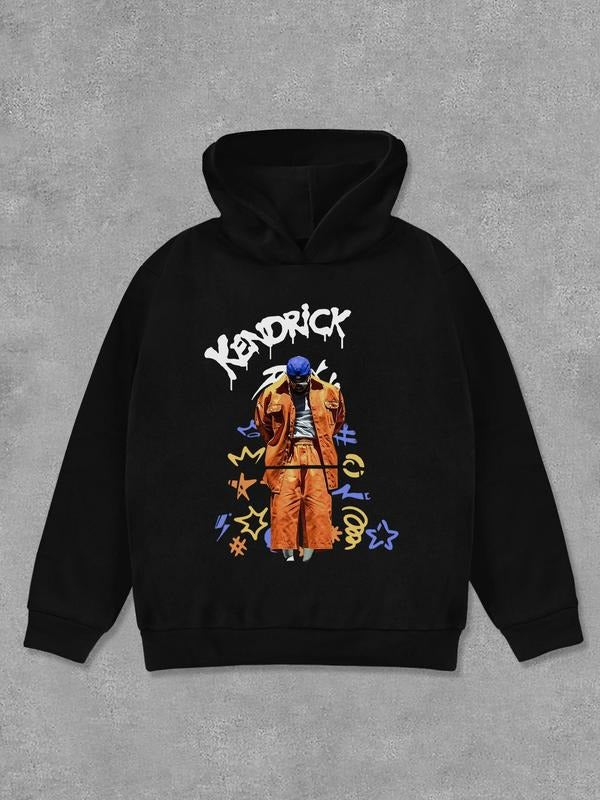 Unisex's Letter & Figure Print Long Sleeve Hoodie, Casual Comfy Regular Fit Hooded Sweatshirt for Daily Wear, Unisex's...