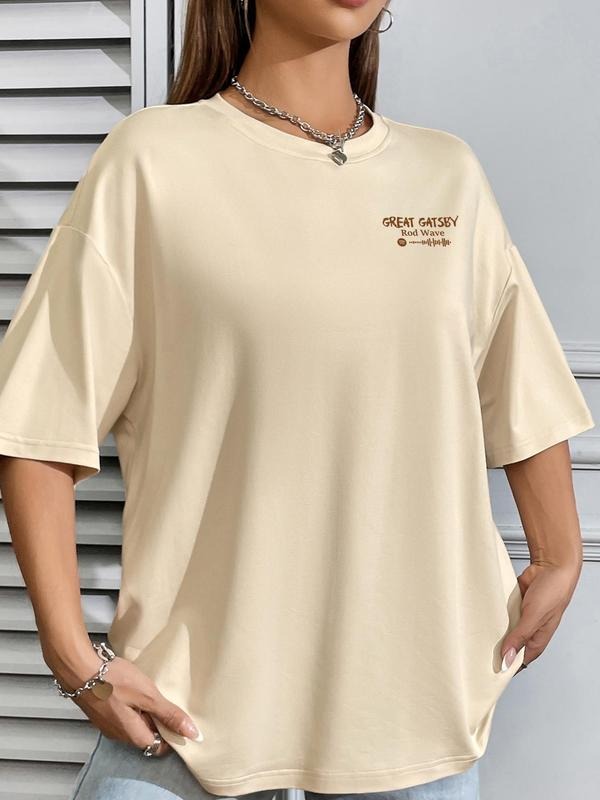 Unisex's Letter Print Graphic Round Neck Tee, Fashion Casual Crew Neck T-shirt for Daily Holiday Vacation Outdoor Wear,...