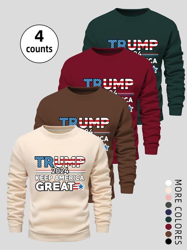 Unisex's Letter Print Round Neck Sweatshirt, Regular Fit Casual Long Sleeve Crew Neck Pullover for Fall & Winter, Men's...
