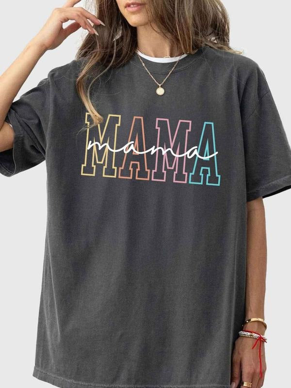 Unisex's Letter Print Round Neck Tee, Casual Short Sleeve Crew Neck T-shirt for Summer, Fashion Women's Top for Daily...