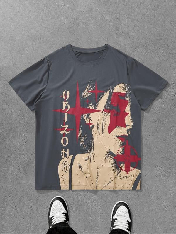 Unisex's Pop Art Print Round Neck Tee, Casual Short Sleeve Crew Neck T-Shirt for Summer, Fashion Men's Top for Daily...