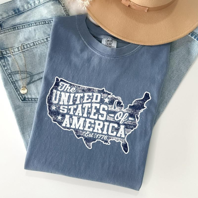United States of America, Patriotic, 4th of July Tshirt, Women's Crew Neck, Crewneck Hoodie, Sweatshirt | HypeCrazeTee.com