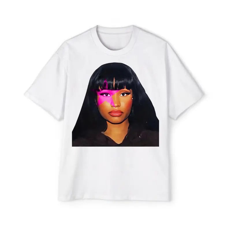 Unleash Your Star Power with the Nickiii Star Mainaj Big Face Graphic Rap Tee Shirt Hoodie, Sweatshirt | HypeCrazeTee.com