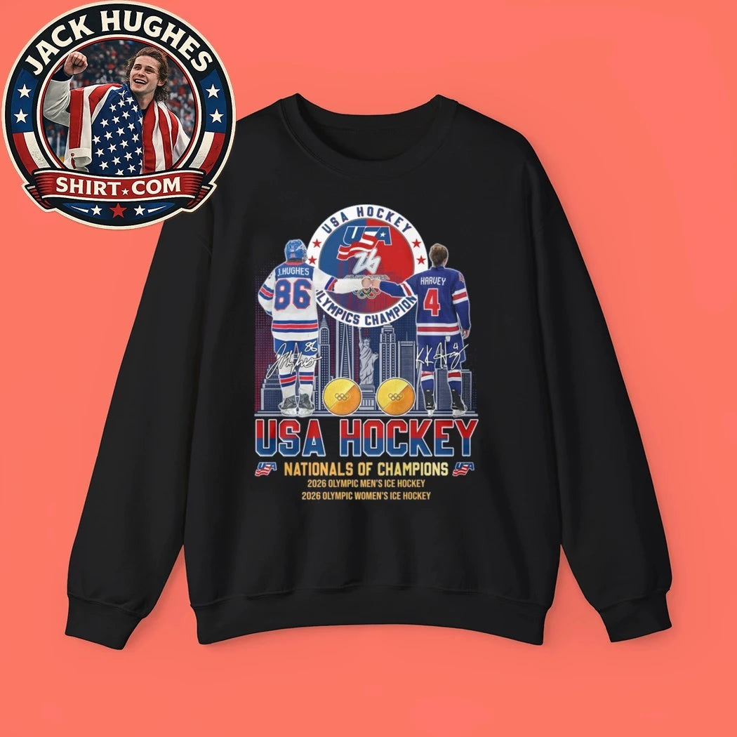 Usa Hockey J Hughes Harvey 2026 Olympic Nationals Of Champions Logo T-Shirt