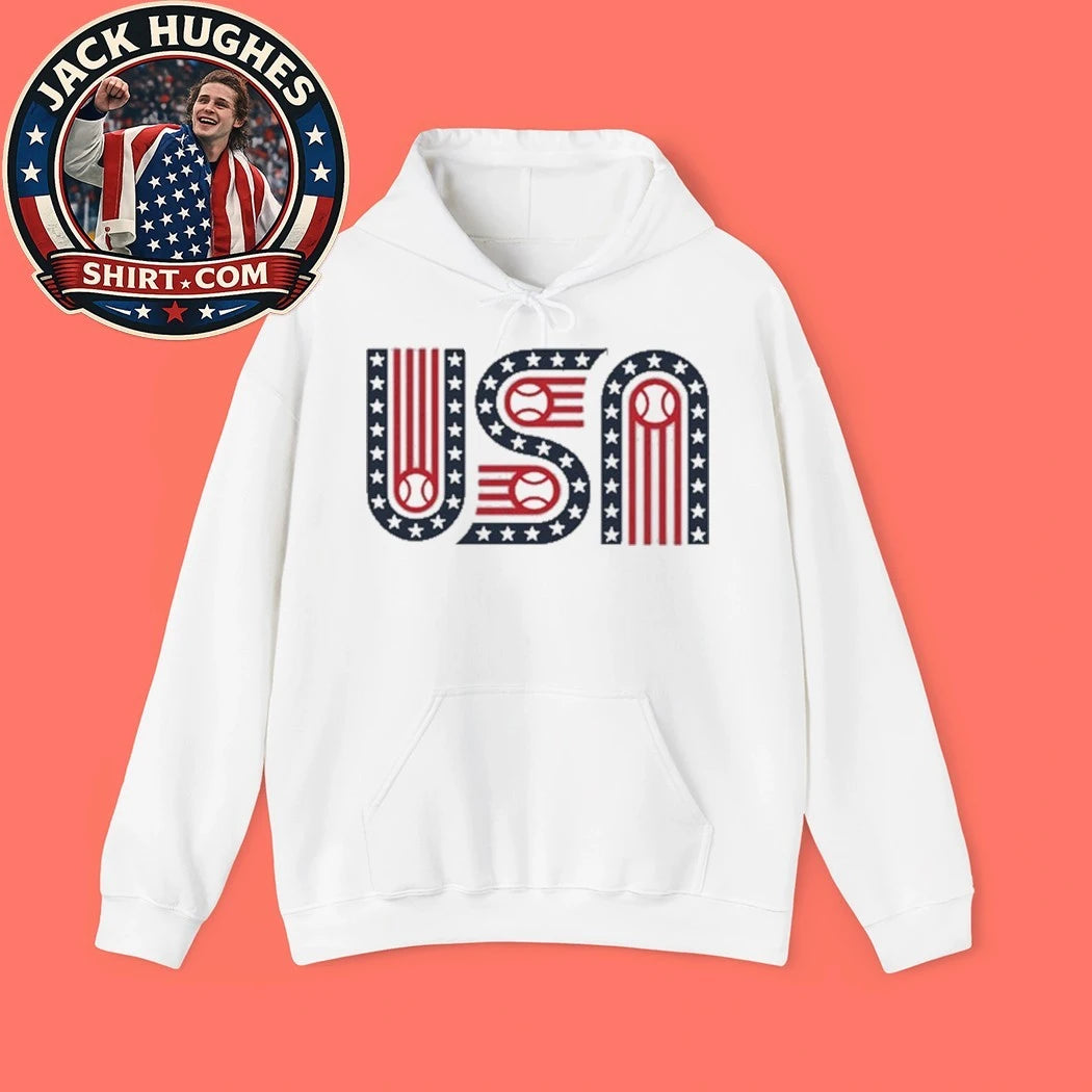 Usa Stars Stripes And Baseball Hoodie