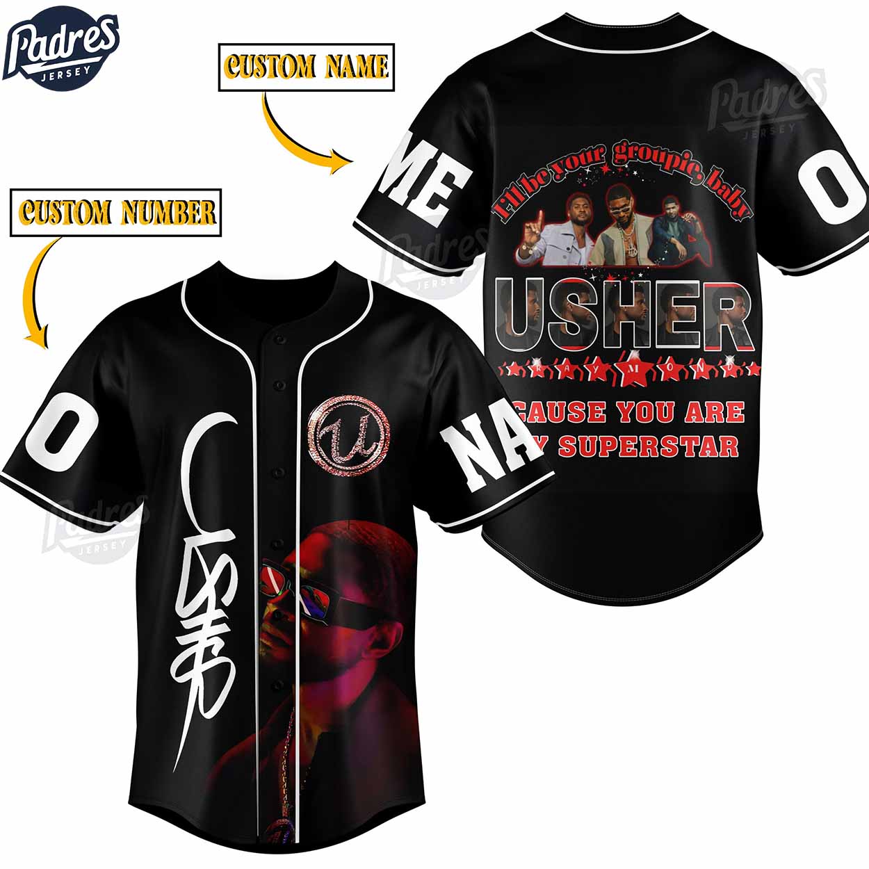 Usher Singer Custom Baseball Jersey - Padres Jersey Oasis: Elevate Your Baseball Style Game
